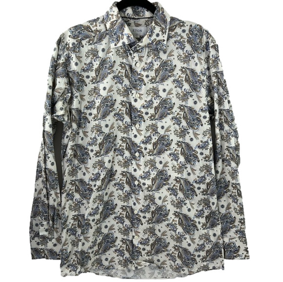 Eton Men's LS Paisley Button Down Dress Shirt - Picture 1 of 9